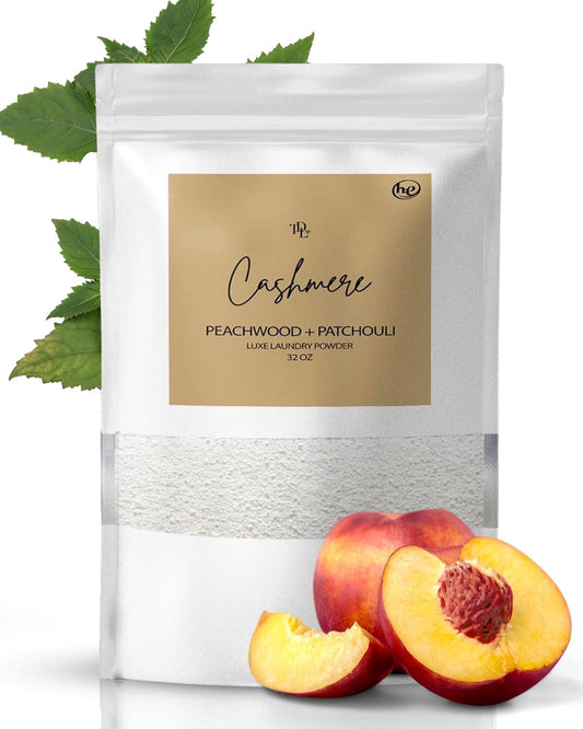 Home "CASHMERE" Laundry Detergent Powder & Laundry Booster – Ultra-Concentrated Peachwood & Patchouli Scent – Plant-Based, Stain-Fighting, HE Safe, Gentle on Skin – 32 oz / 64 Loads