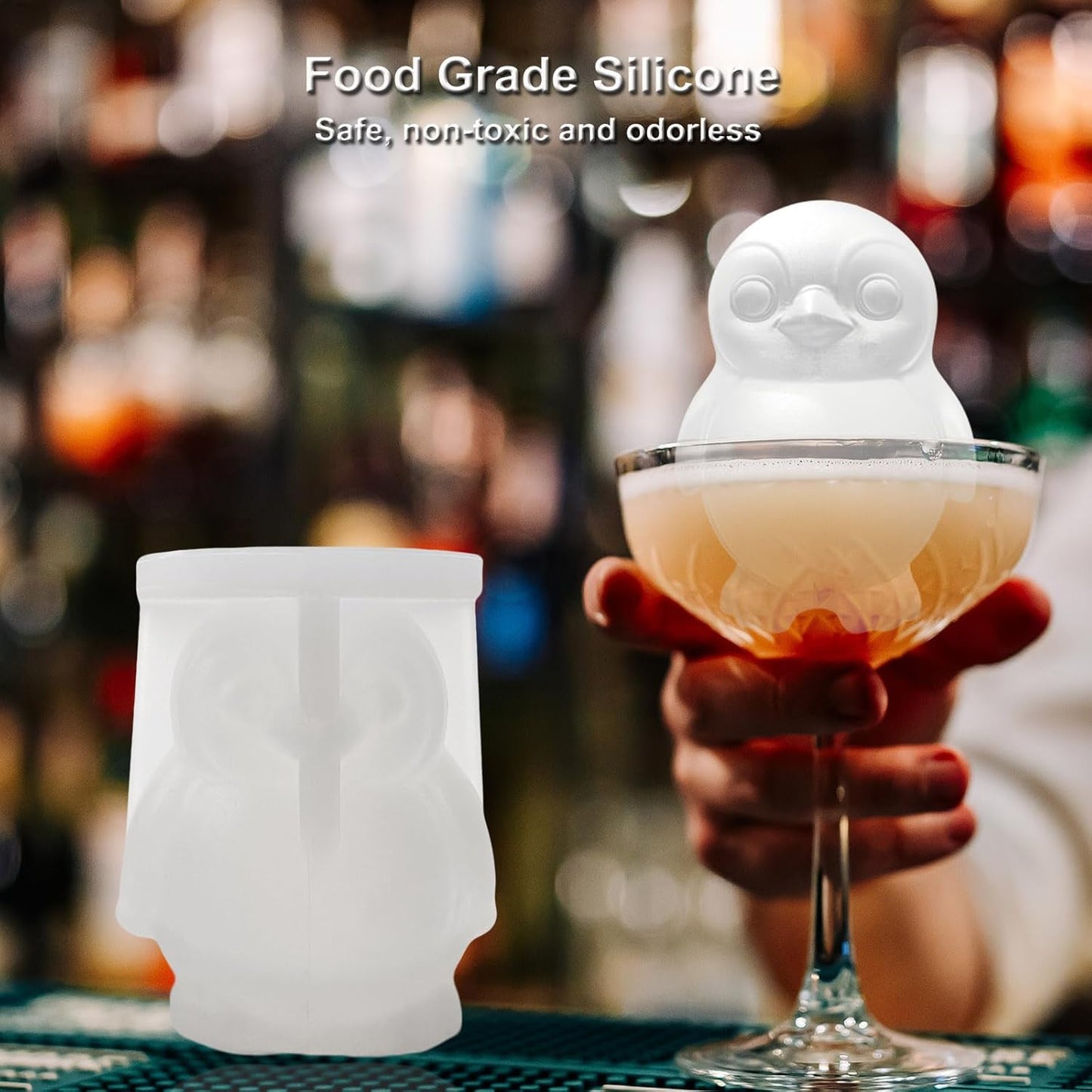 3D Penguin Ice Cube Silicone Molds Tray for Whiskey, Cocktail, Drink Decor, Bar; Rich Details. Cute Penguins Gifts for Women Kids Girls Boys, Fun Animal Shape Soap Epoxy Resign Mold; 2 Pack