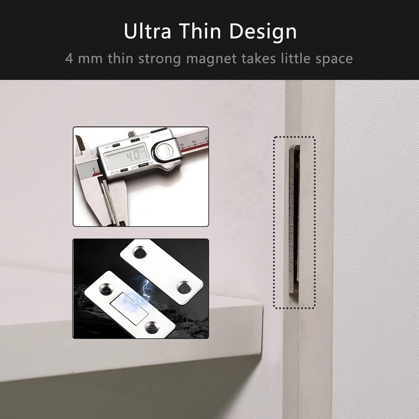 Cabinet Magnetic Catch, 20 Pack Ultra Thin Magnetic Cabinet Door Catch, Adhesive Cabinet Magnets for Kitchen Drawer Cabinet Door Closet, Concealed Strong Magnetic Cabinet Latch