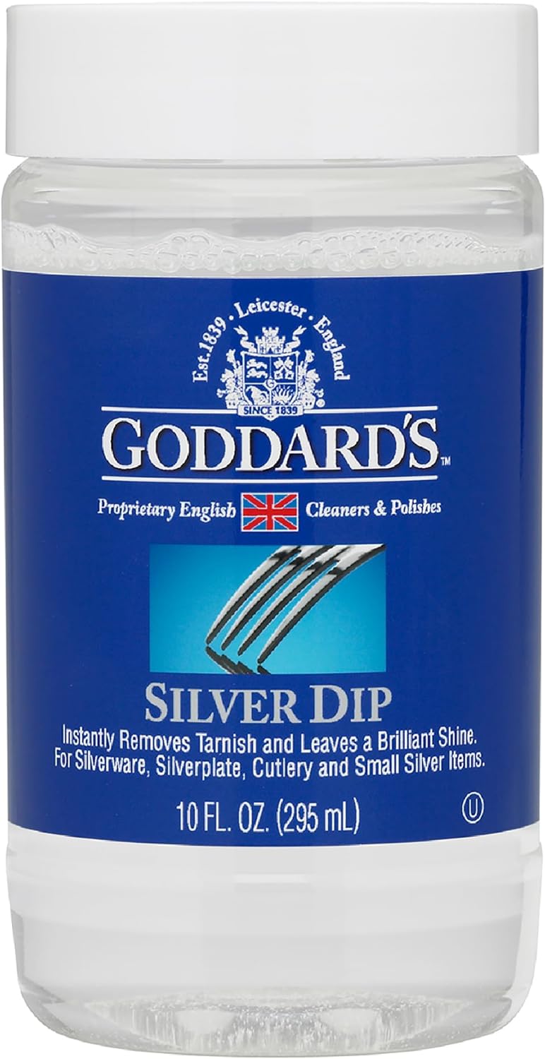 Goddard’s Silver Cleaner Dip – Silver Jewelry Cleaner Solution for Filigree Metalwork & Small Items – Professional Use Silver Tarnish Remover – Silverware Cleaning Supplies (10 oz)