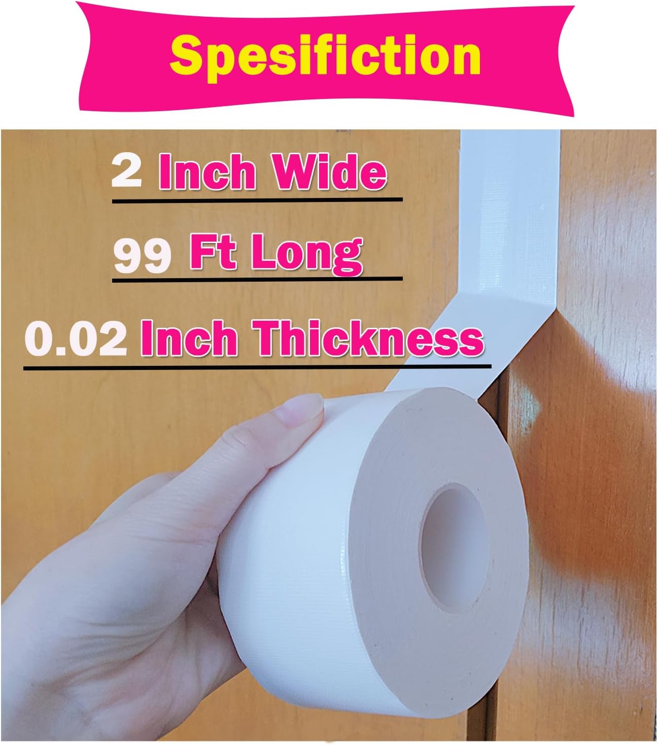 White Window Weather Sealing Tape, Waterproof Window AC Air Conditioner Sealing Tape Can Keep Out Drafts Cold Air Rain Dust Smog(2IN X 99FT)