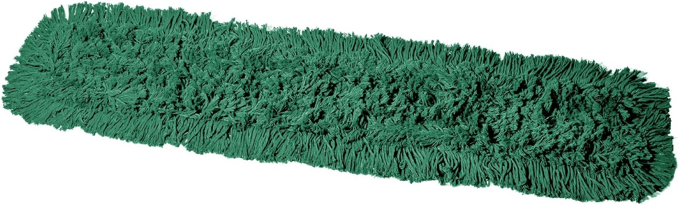 Commercial Dust Mop Replacement Head – 36 x 5 in. Cotton Nylon Reusable Mop Head – Industrial Dust Mop Refill for Floor Cleaning & Janitorial Supplies, Green