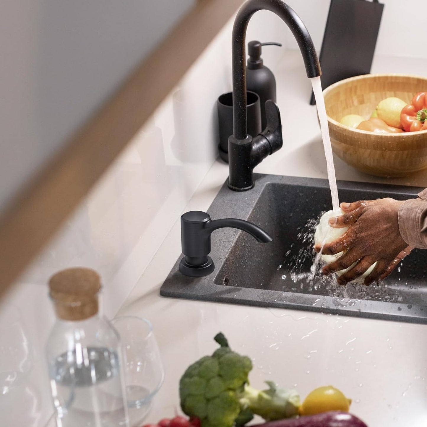 SAMODRA Built-in Kitchen Sink Soap Dispenser with Extension Tube Kit - Oil-Rubbed Bronze Finish, Leak-Proof Design, No Top Refill Required (39" Tube)