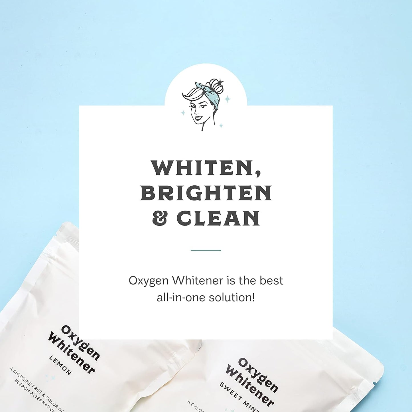 Clean Mama Natural Oxygen Whitener and Stain Remover - Color-Safe Natural Bleach Alternative - Plant-Derived Oxygen Powder, Whitens & Brightens Whites and Colors - Sweet Mint, 2.53 lbs, 2 Pack