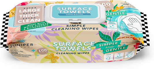 Single Surface Cleaning Wipes Bleach Free, Thick & Large Dispose, All-Purpose Cleaner for Bathroom, Kitchen, Office, 100 Count Soft Flow, Biodegradable, No Scent