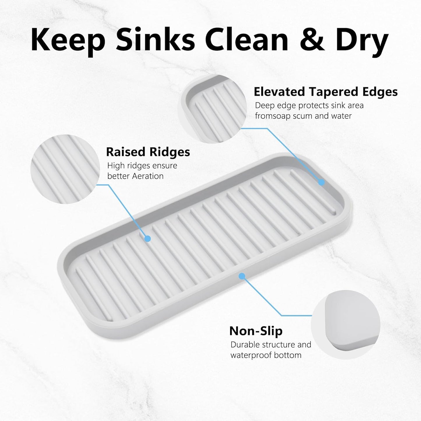 Silicone Sponge Holder Kitchen Sink Organizer Tray Dish Caddy Soap Dispenser, Scrubber Spoon Holder,Dishwashing Accessories 2 Pack (White)
