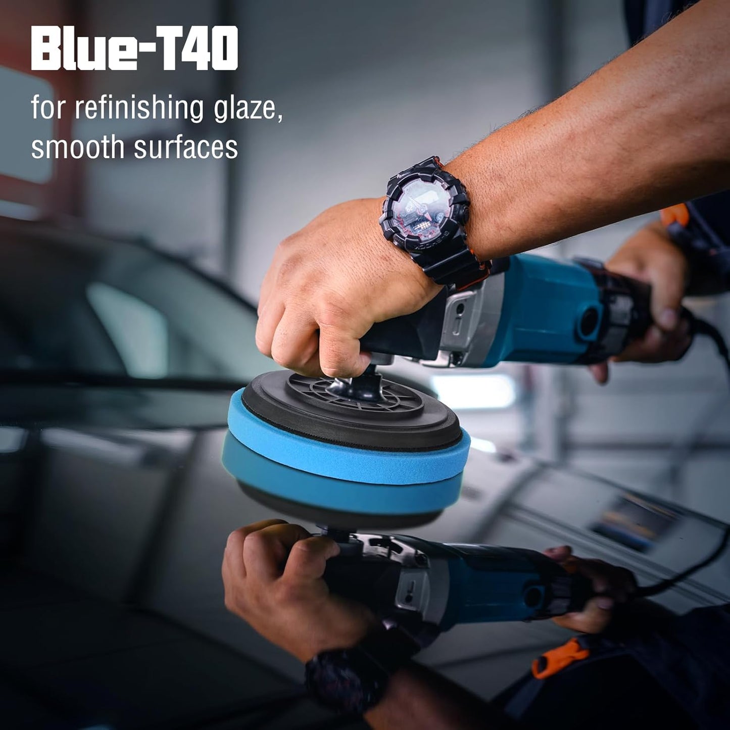 6 Inch Polishing Pad - 3Pcs Blue Polishing Pad - 6.5 Inch Face for 6 Inch 150mm Backing Plate - High-Density Buffing Sponge Pads for Car Buffer Polisher Compounding, Polishing & Waxing