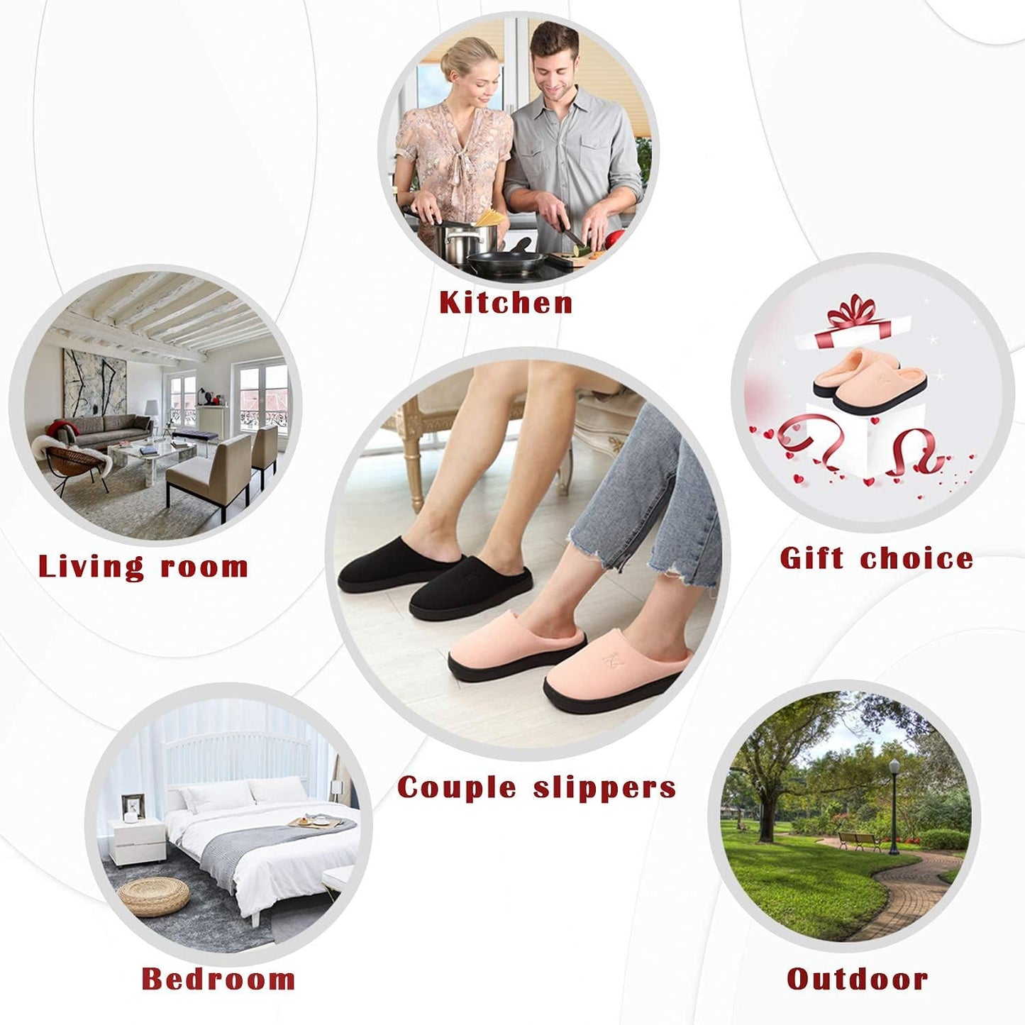 Memory Foam Slippers for Women's and Men's Casual House Shoes