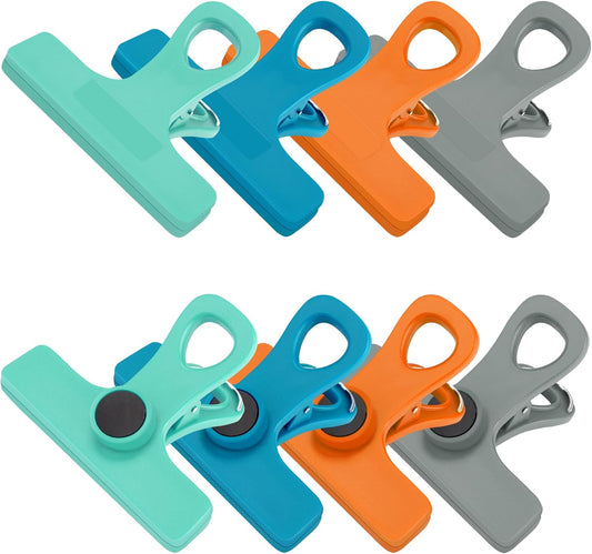 TACGEA Chip Clips, Magnetic Bag Clips with Air Tight Seal for Food Storage, 8 Pieces, Multicolor