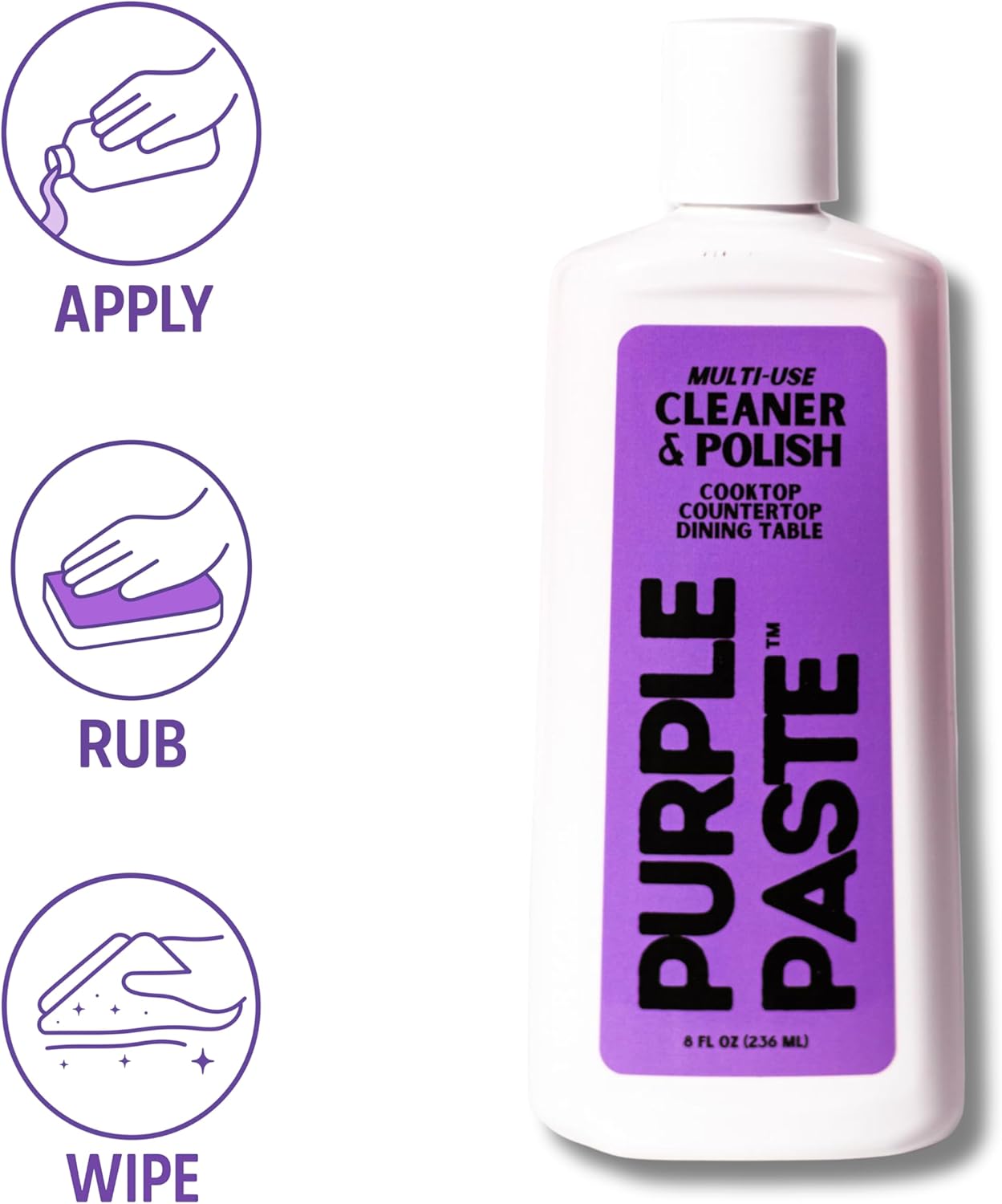 Purple Paste All Purpose Cleaning & Polishing Paste – Tough Stain Remover for Kitchen, Bathroom, Oven, Stove, Tile & Grout – Multi-Surface Cleaner Made in USA, 8oz (Pack of 3)