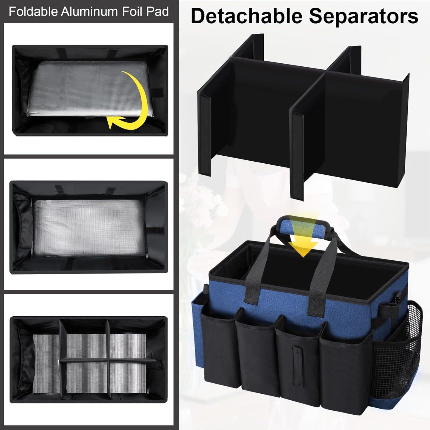 Wearable Large Cleaning Caddy Bag for Housekeeper, Clean Supply Organizer with Adjustable Shoulder, Waist & Handle Straps, Detailing Bag for Kitchen Supplies (Blue)