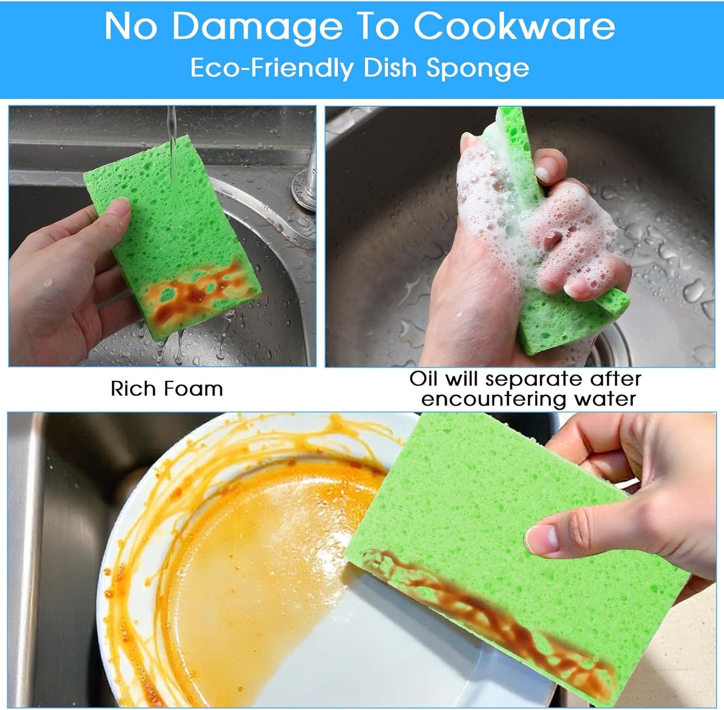 100pcs Kitchen Sponges Bulk Natural Sponges for Dishes Reusable Dish Sponge Scrub Compressed Wood Pulp Sponge Non-Scratch Cleaning Spongefor Kids DIY Kitchen Bathroom Household