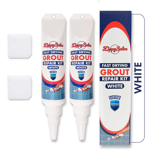 Tile Grout, Repair Kit, 2 Pack Grout Filler, Restore & Renew Tile Joints Line, Fast Drying Grout Paint Squeeze Tube for Bathroom Shower Kitchen Floor, Waterproof (17.6 oz, White)