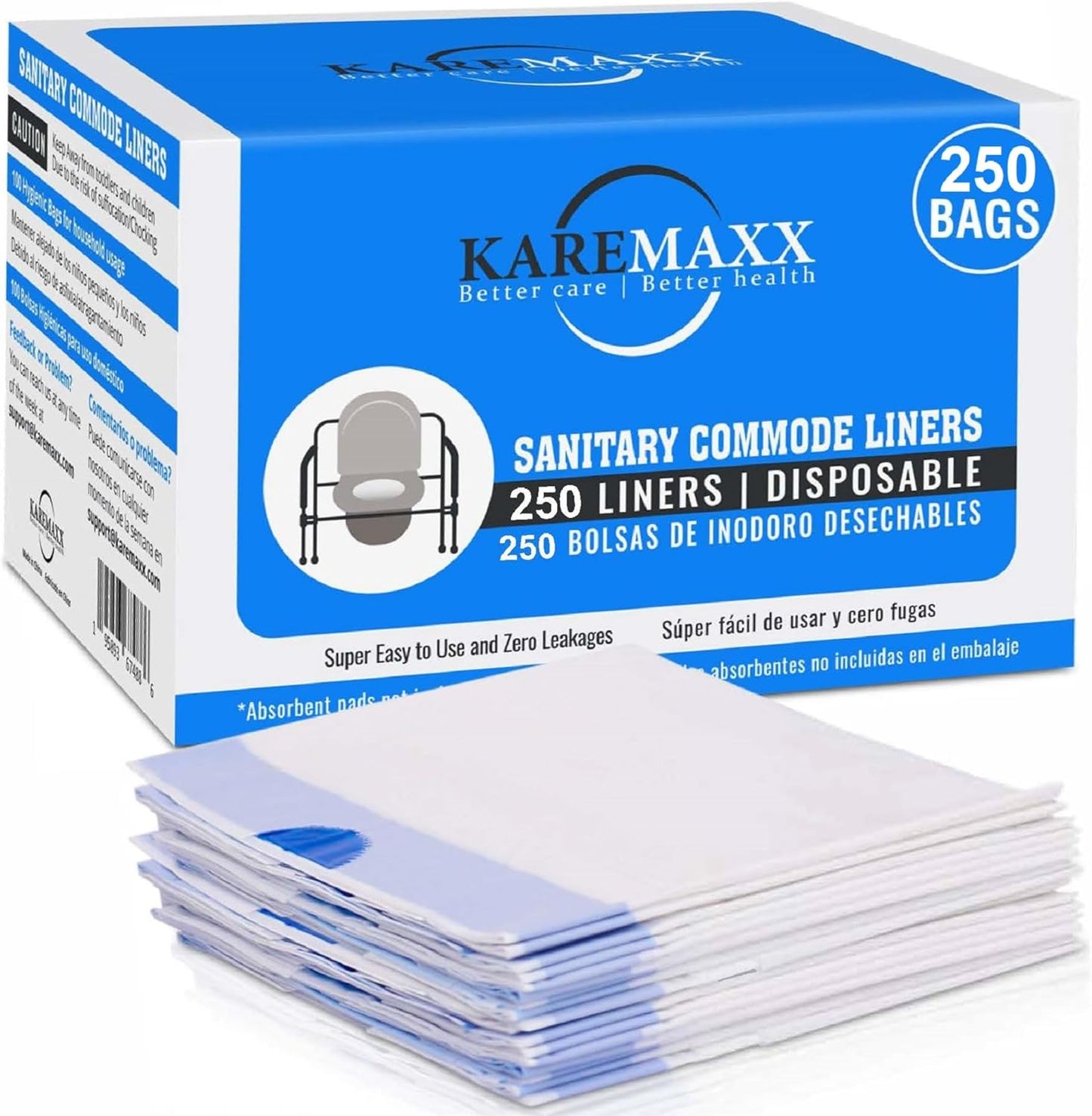 Disposable Potty liners - 250, Bed side commode Liners, Portable Toilet Bag, Potty Bags for Portable Toilet, Potty Chair Liners, Toilet Liners, Commode Bags - Leak Proof & Odorless