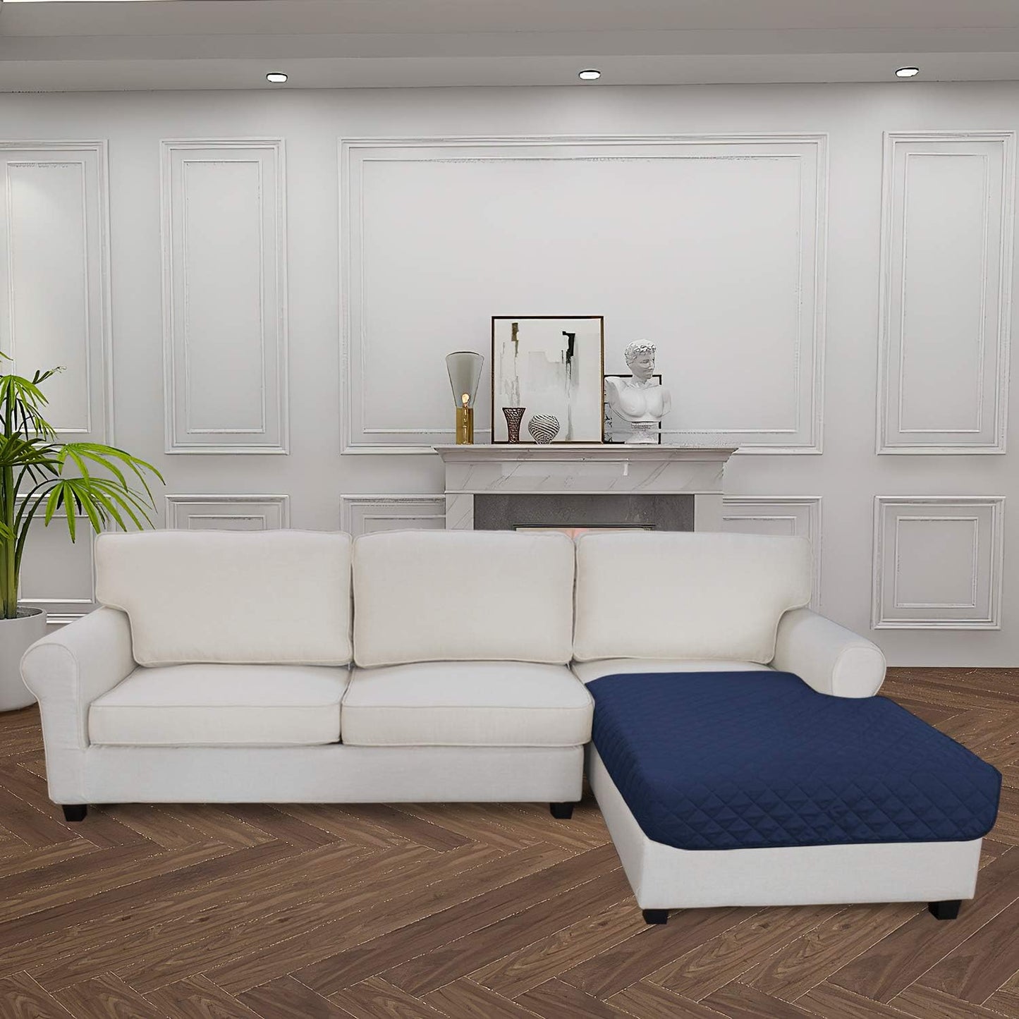 Easy-Going Sectional Couch Covers for Dogs L Shape Sofa Cover Reversible Sofa Slipcover Chaise Lounge Cover Furniture Protector Cover for Pets Dog Cat (42 x 68 inches, Navy/Navy)