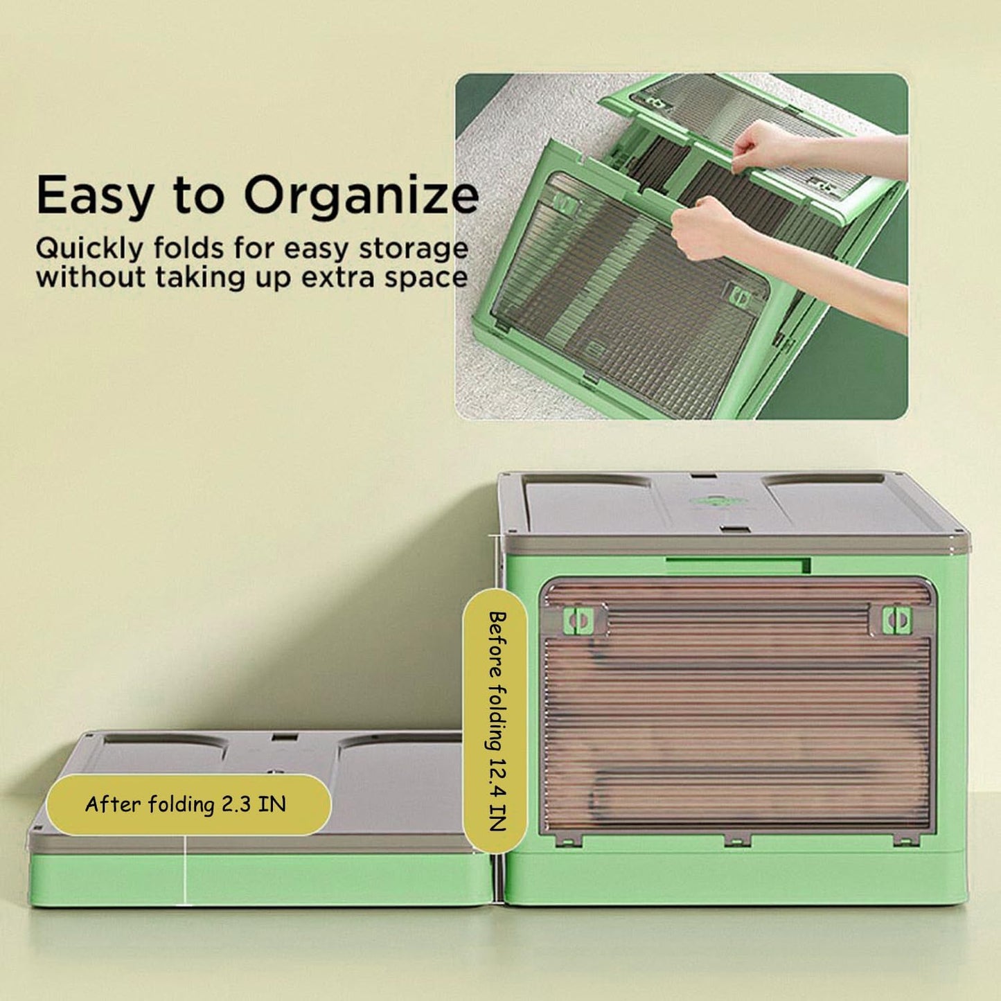 Collapsible Storage Bins with Lids, Closet Organizers, Dorm Room Essentials, Folding Storage Box