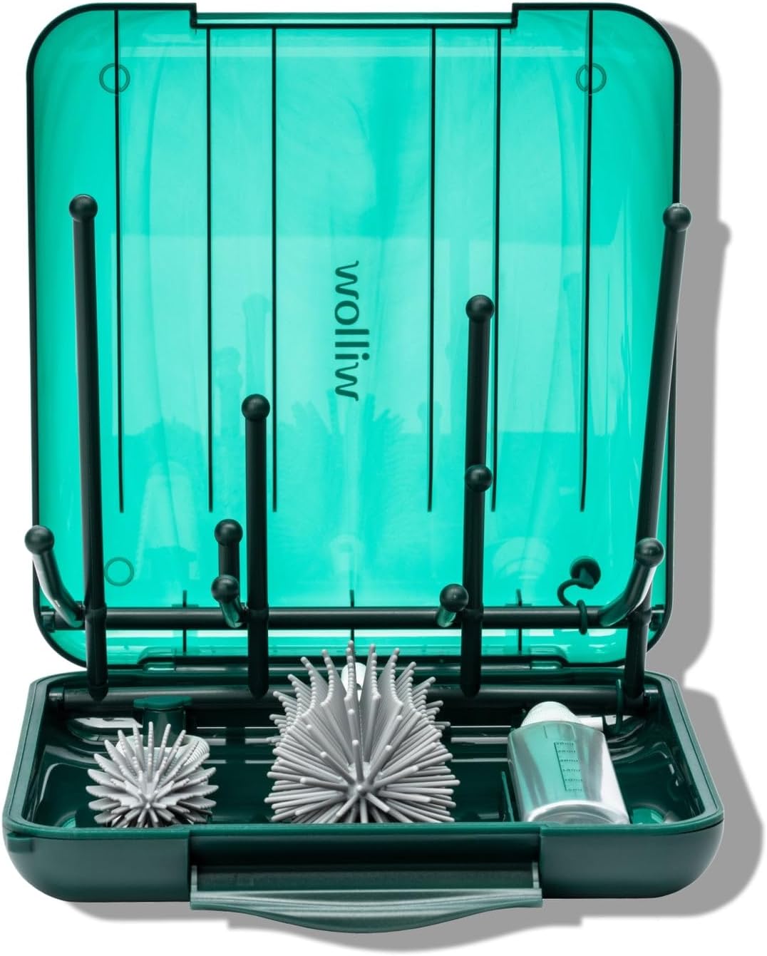 Willow Travel Cleaning Kit & Drying Rack - 5-Pack Cleaning Rack and Brushes for Breast Pump Parts and Bottles - Breastfeeding Essential