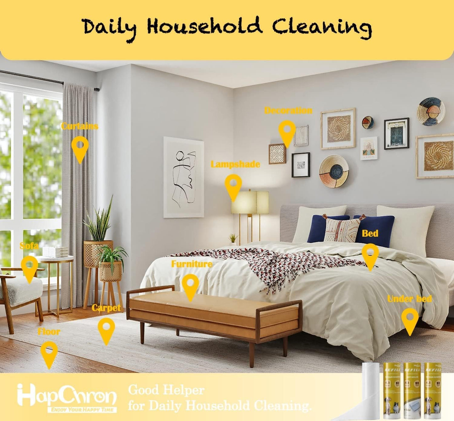 Large Surface Lint Roller Extra Sticky Refills, Total 240 Easy Tear Sheets, Insert Tube Measures 1.5" and Fits Most Supersize 6.3'' Wider Lint Roller, Works Great On Pet Hair(Pack of 4)