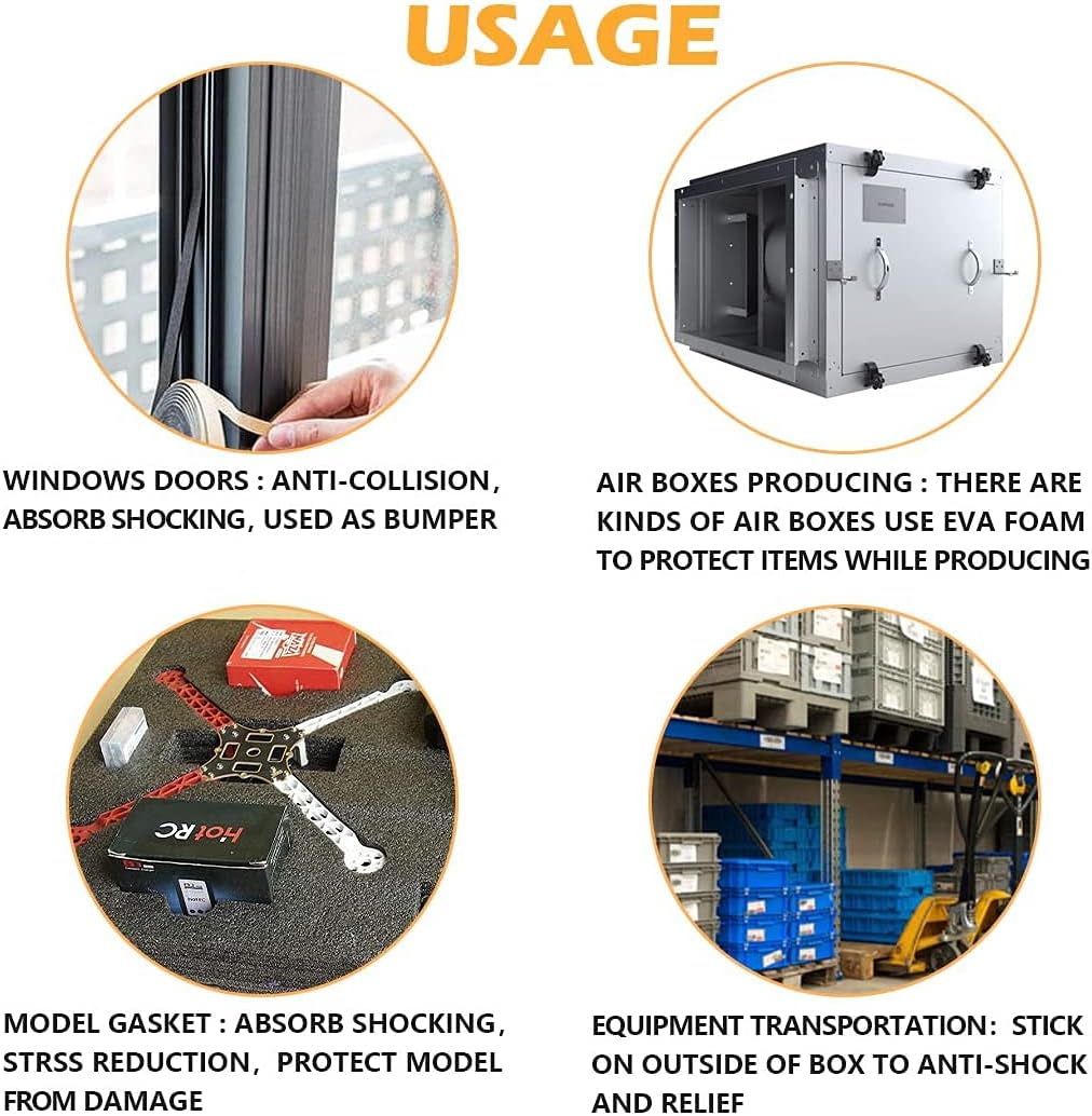 Windows Sealing Tape 2-Pack, 1/2 Inch Wide X 1/2 Inch Thick, Closed Cell Foam Adhesive Rubber Seal Strip (13 Feet Total, 6.5 Feet/Roll)