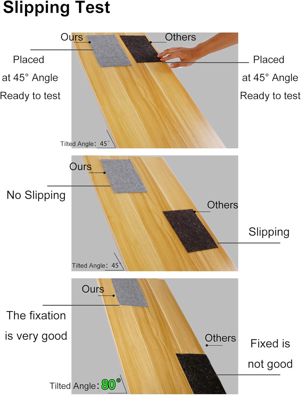 Non Slip Rug Pad Grippers - 2.5x13, 1/8" Thick, (Felt + Rubber) Double Layers Area Carpet Mat Tap, Provides Protection and Cushioning for Hardwood or Tile Floors