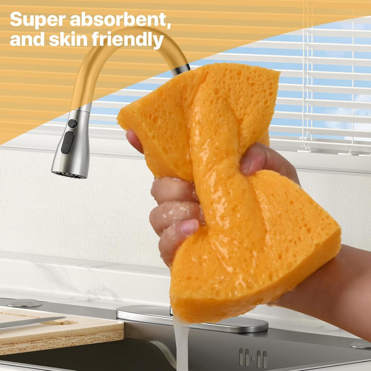 1 PCS Large Natural Cellulose Sponges 6x4x2 Inch - Super Absorbent and Biodegradable, Perfect for Home & Kitchen Cleaning, Boat Bail, Car Washing