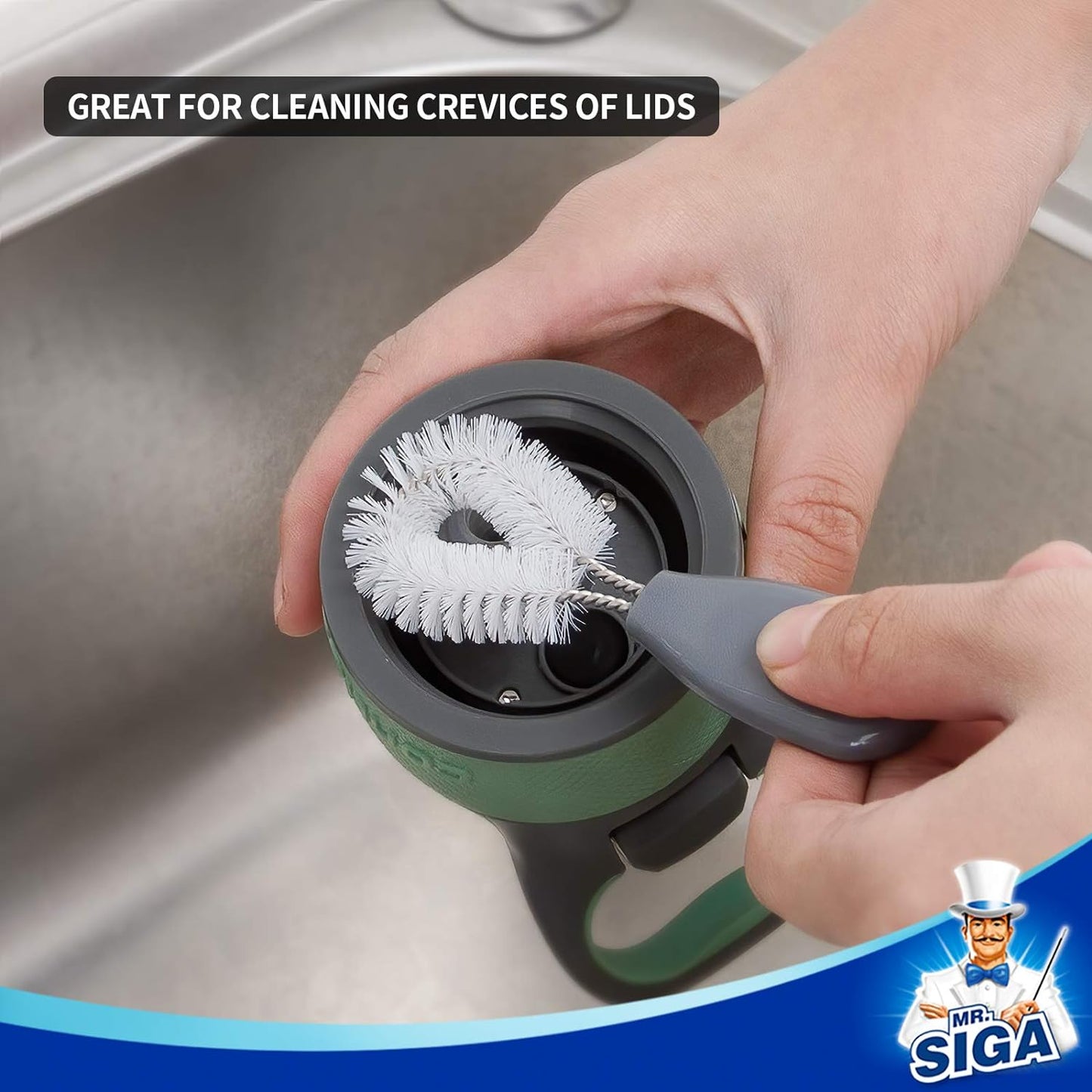 MR.SIGA Water Bottle Brush Cleaning Set with Storage Holder, Cleaning Brushes for Tumbler, Straw, Baby Bottles, Drinking Glasses