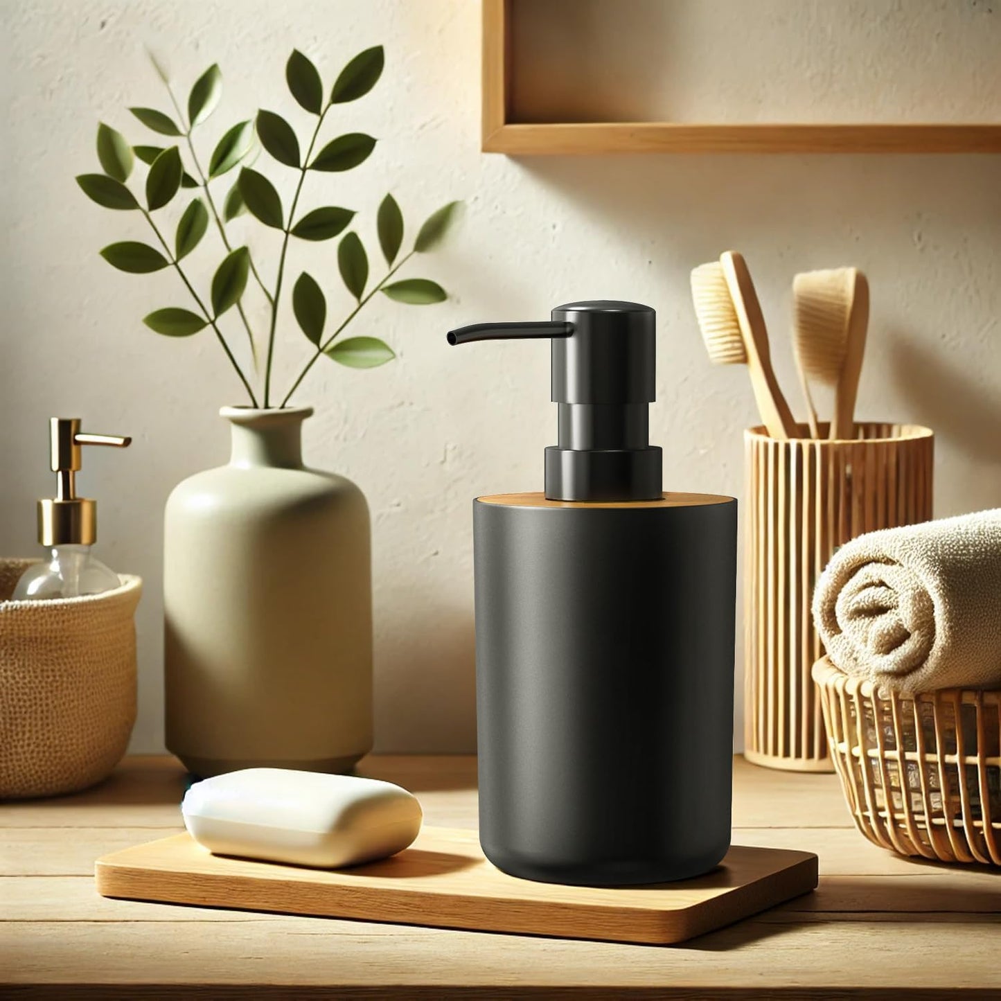 Soap Dispenser for Bathroom and Kitchen, 12oz Modern Minimalist Style Plastic matte white Empty Lotion Dispenser with Refillable Pump,Liquid Bottle for Hand Soap, Dish Soap,College Dorm Use