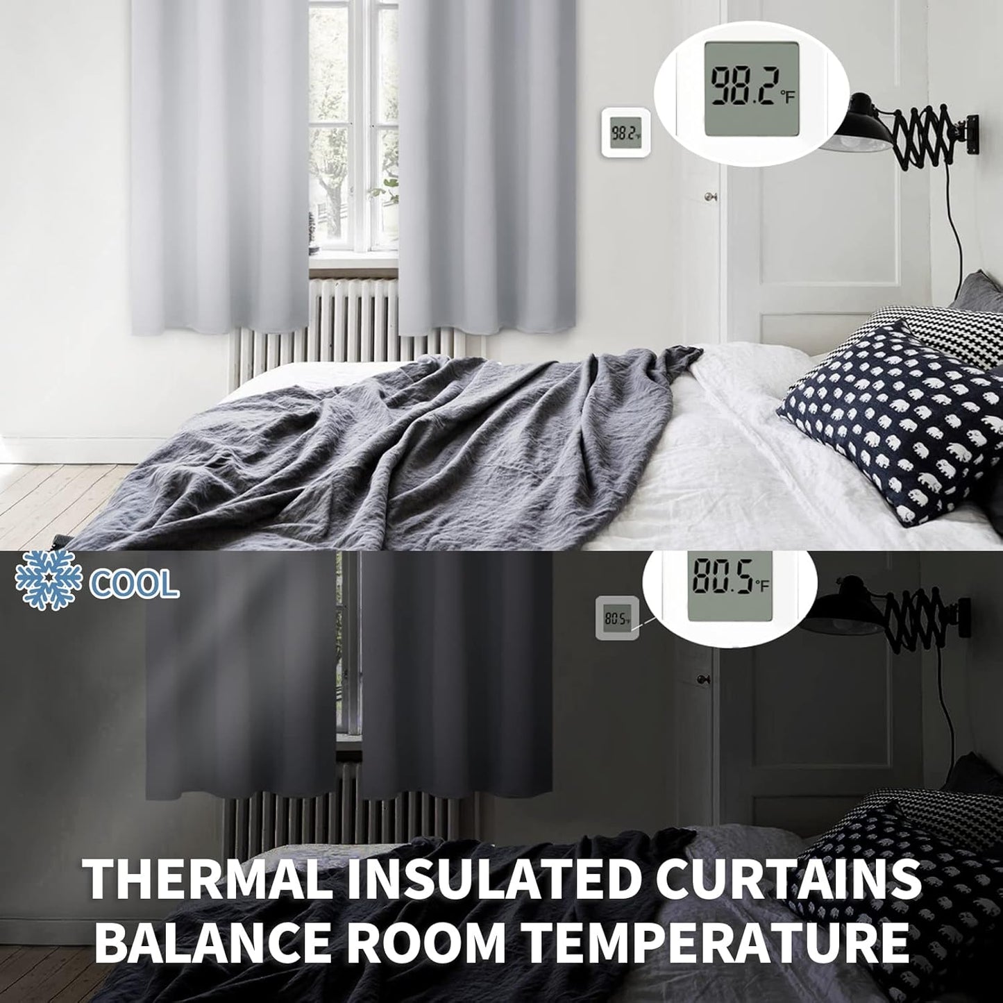 BGment Light Grey Blackout Curtains 30 Inches Long for Kitchen Cafe Window - Half Window Drapes with Rod Pocket Small Curtain Privacy for Rv Camper Bathroom, 2 Panels, 34 x 30 Inch