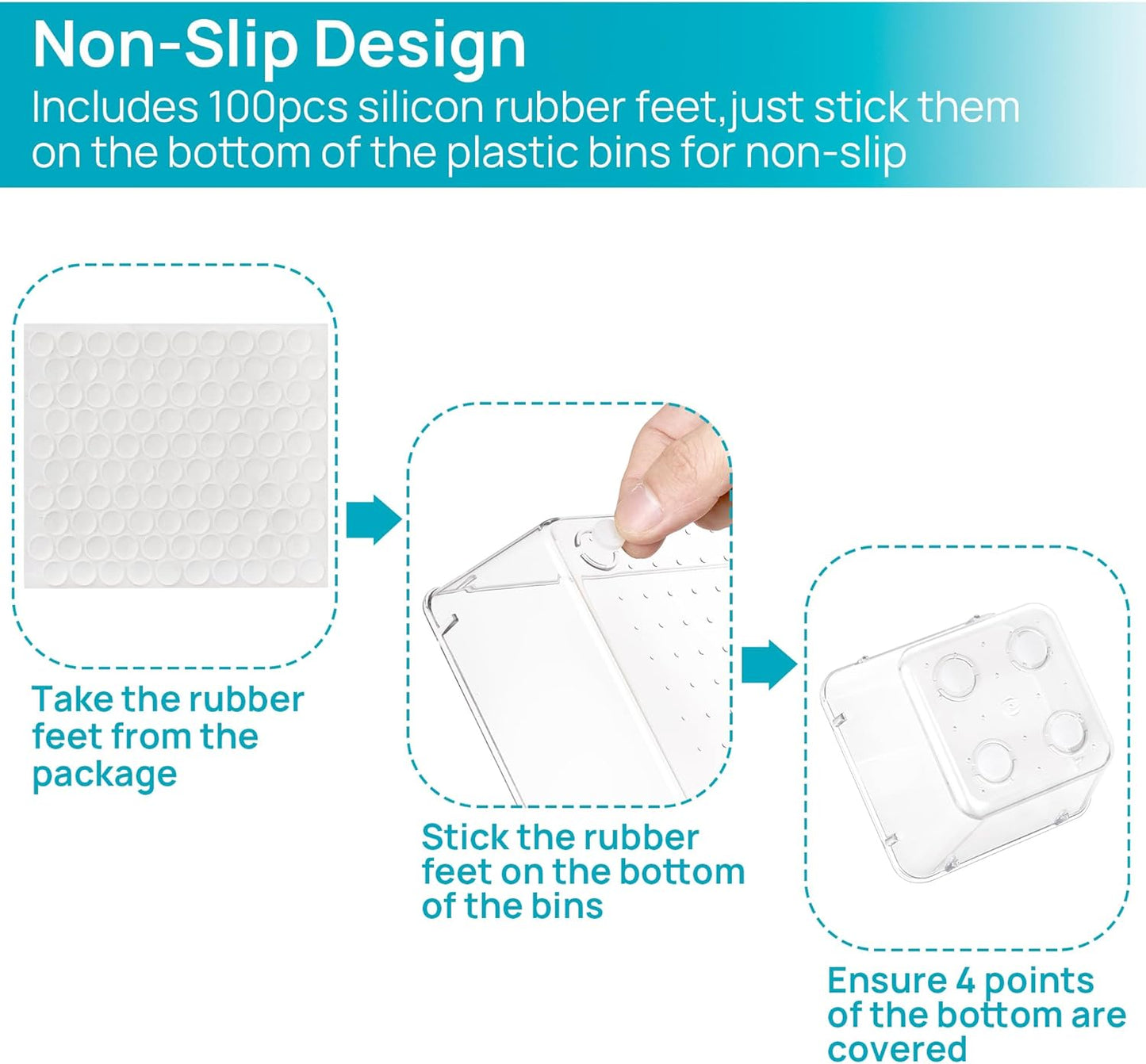 Vtopmart 25 PCS Clear Plastic Drawer Organizers Set, 4-Size Versatile Bathroom and Vanity Drawer Organizer Trays, Storage Bins for Makeup, Bedroom, Kitchen Gadgets Utensils and Office