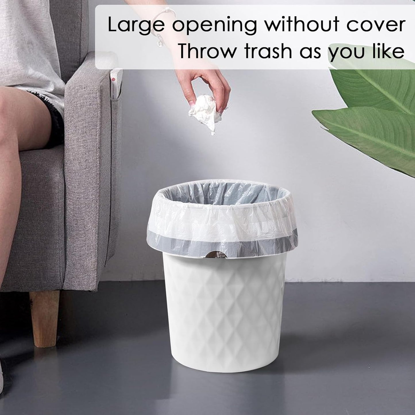 YGJT Small Trash Can, 3 Pack 1.8 Gallons Bathroom Trash Can, Slim Waste Basket, Round Garbage Can, Plastic Trash Bin for Kitchen, Dorm, Bedroom, Office, Living Room, Study, Compact Spaces