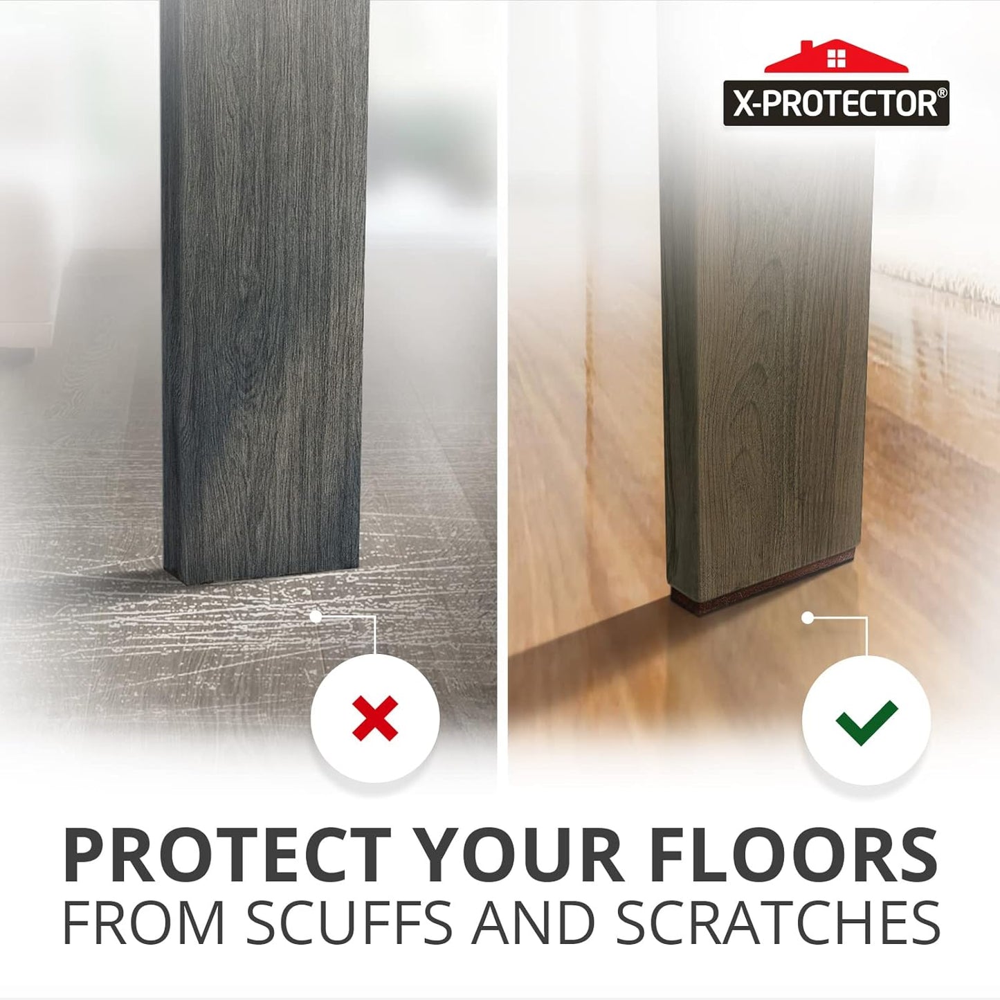 Non-Slip Furniture Grips: 8 Pcs Rubber Pads 1.5' x 5' by X-PROTECTOR Ideal Floor Protectors