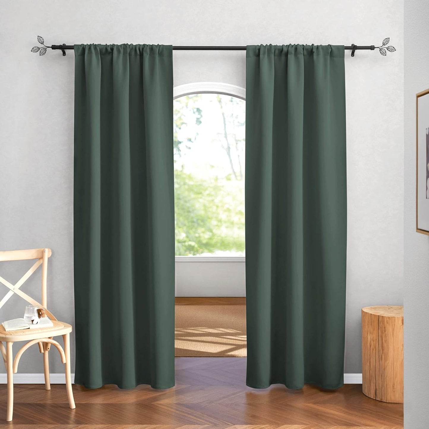 RYB HOME Room Darkening Curtains 84 inches Length 2 Panels Set, Privacy Assured Blackout Window Covers Thermal Insulated Rod Pocket Drapes for Living Room, 42 x 84 inch, Dark Green
