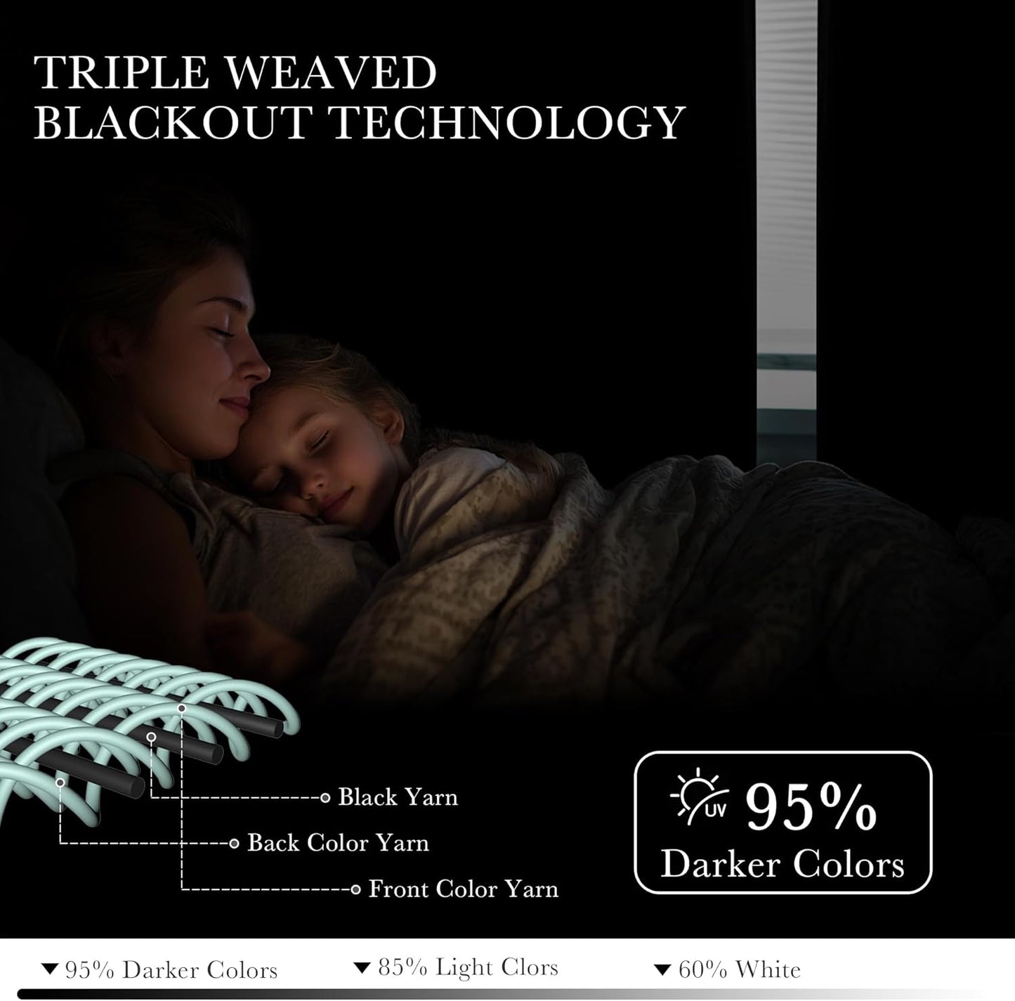 PONY DANCE Blackout Curtain Drapes - Window Treatments Solid Thermal Insulated Grommet Blackout Curtains for Bedroom Home & Kitchen Room Darkening Energy Saving, 42 W x 45 L, Black, Double Panels