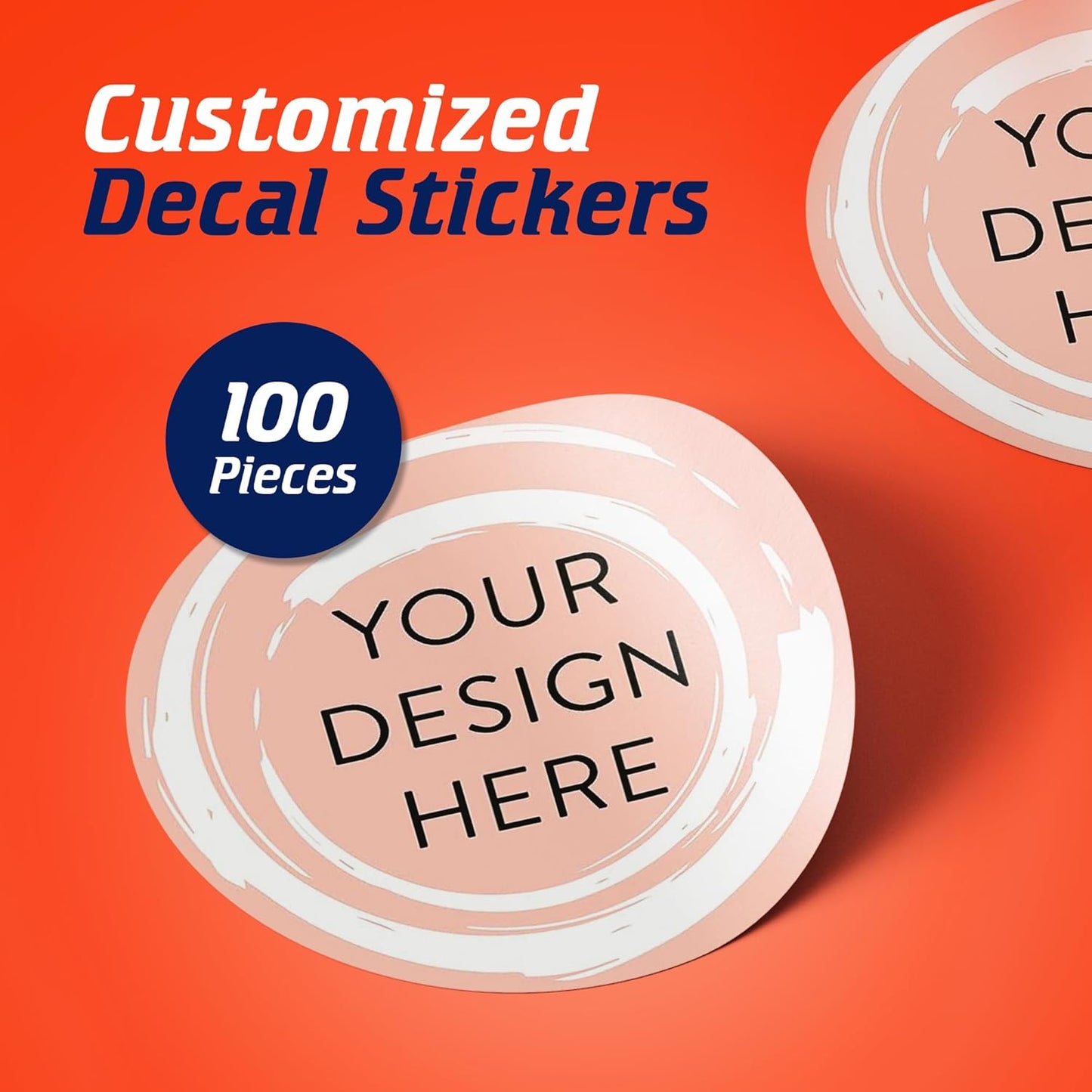 100 Custom Vinyl Stickers - Upload Your own Image, Text, Design, Logo - Personalized Logo Labels for Handmade, Packaging, Bottle, Jars, Candle, Brand Stickers (Peach, 1.5x1.5)
