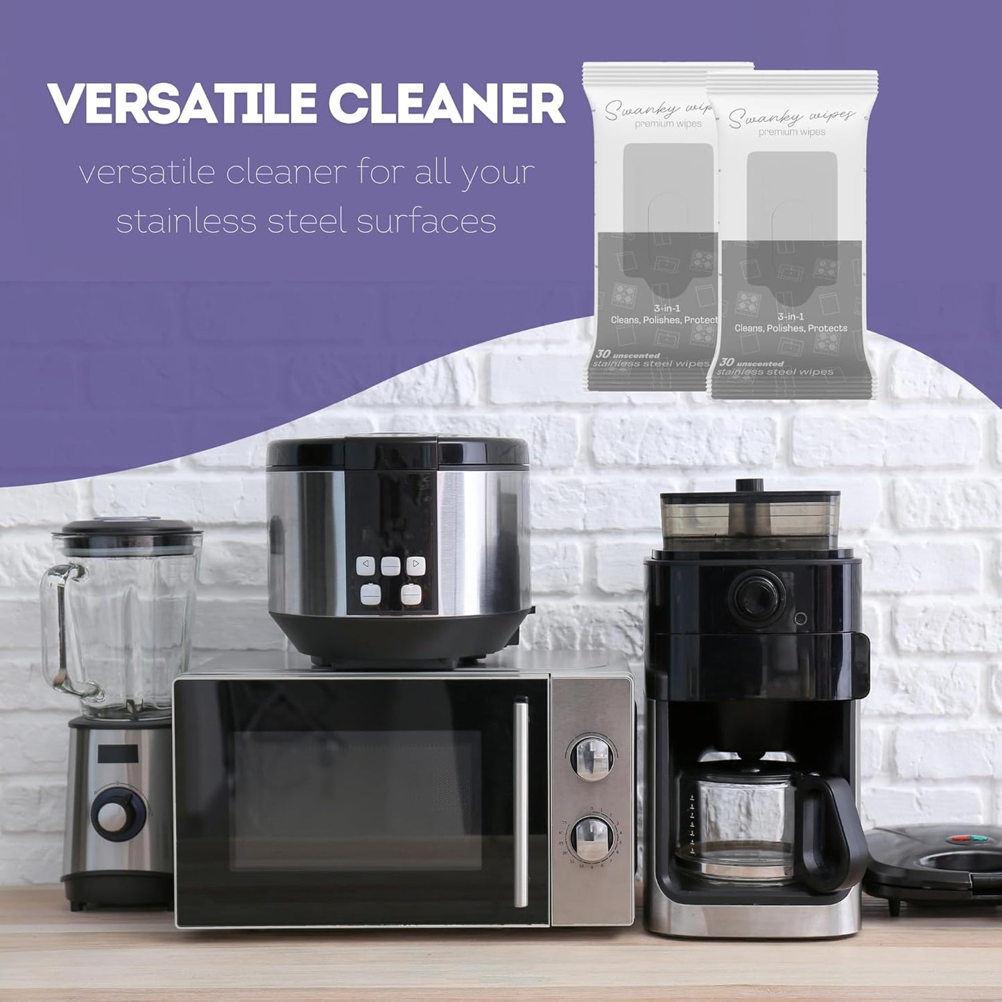 Swanky Stainless Steel Cleaner Wipes - Grime & Grease Remover Kitchen Cleaning Supplies - Clean & Shine, For Stove Top, Refrigerator, Sink, Oven, & Household Appliances - Soft Wipes, 90 Count