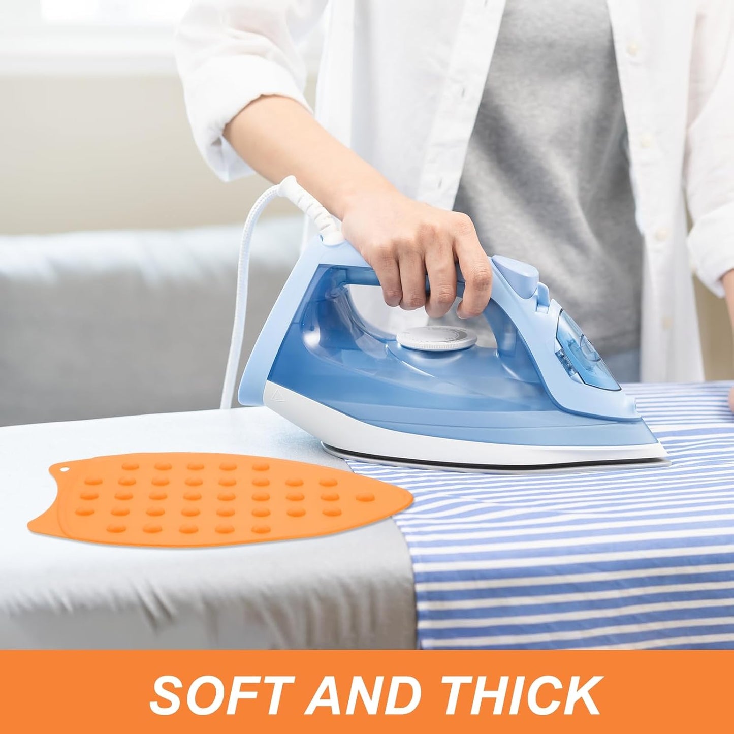 PATIKIL Silicone Iron Rest Pad, Multipurpose Hot Heat Resistant Iron Rest Plate Protective Pad for Ironing Board Hot Resistant Steamer Steam Compact Mat, Orange