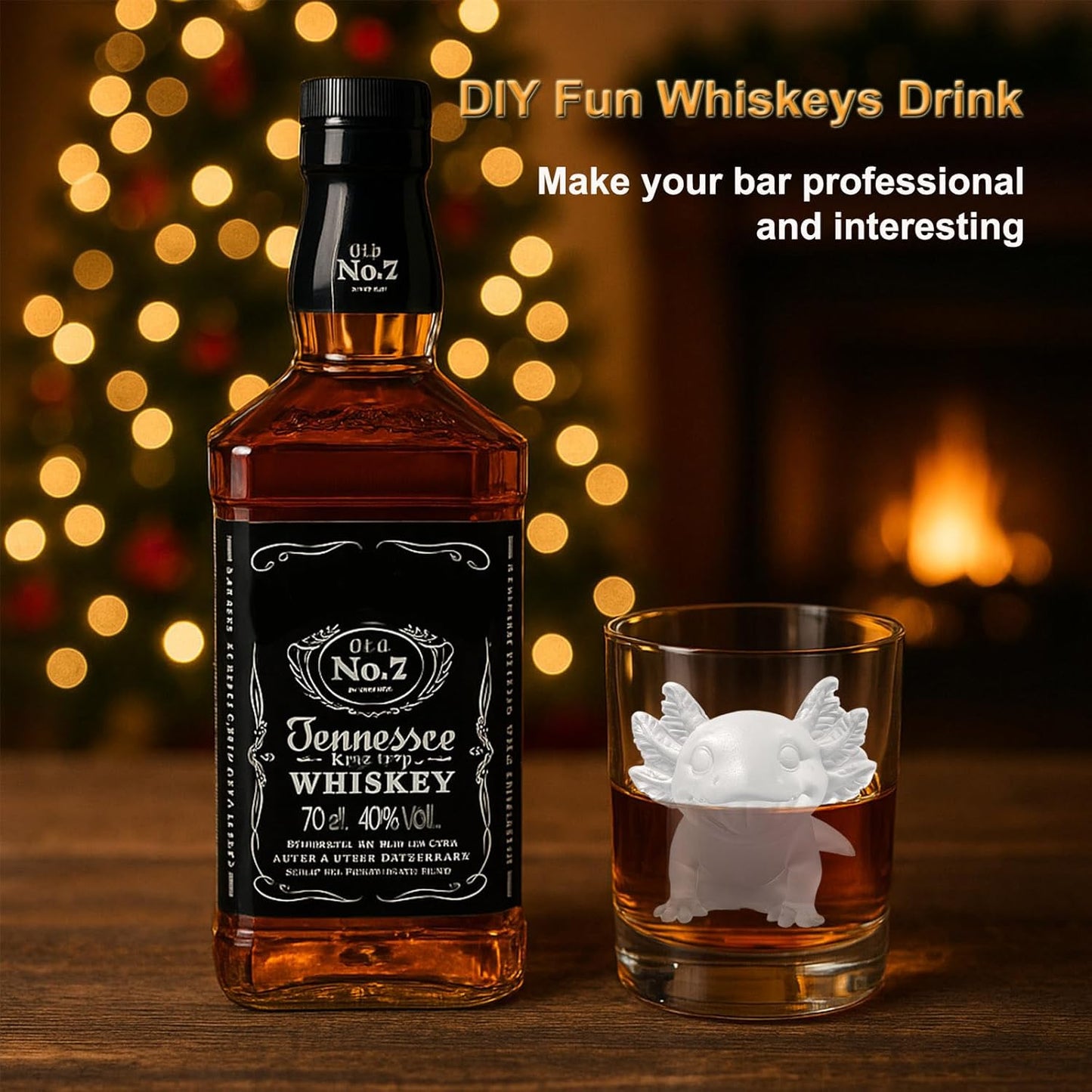 3D Axolotl Ice Cube Silicone Molds Tray for Whiskey, Cocktail, Drink Decor, Bar; Rich Details. Cute Axolotls Gifts for Women Kids Boys Girls, Fun Animal Shape Candle Epoxy Resign Mold; 2 Pack