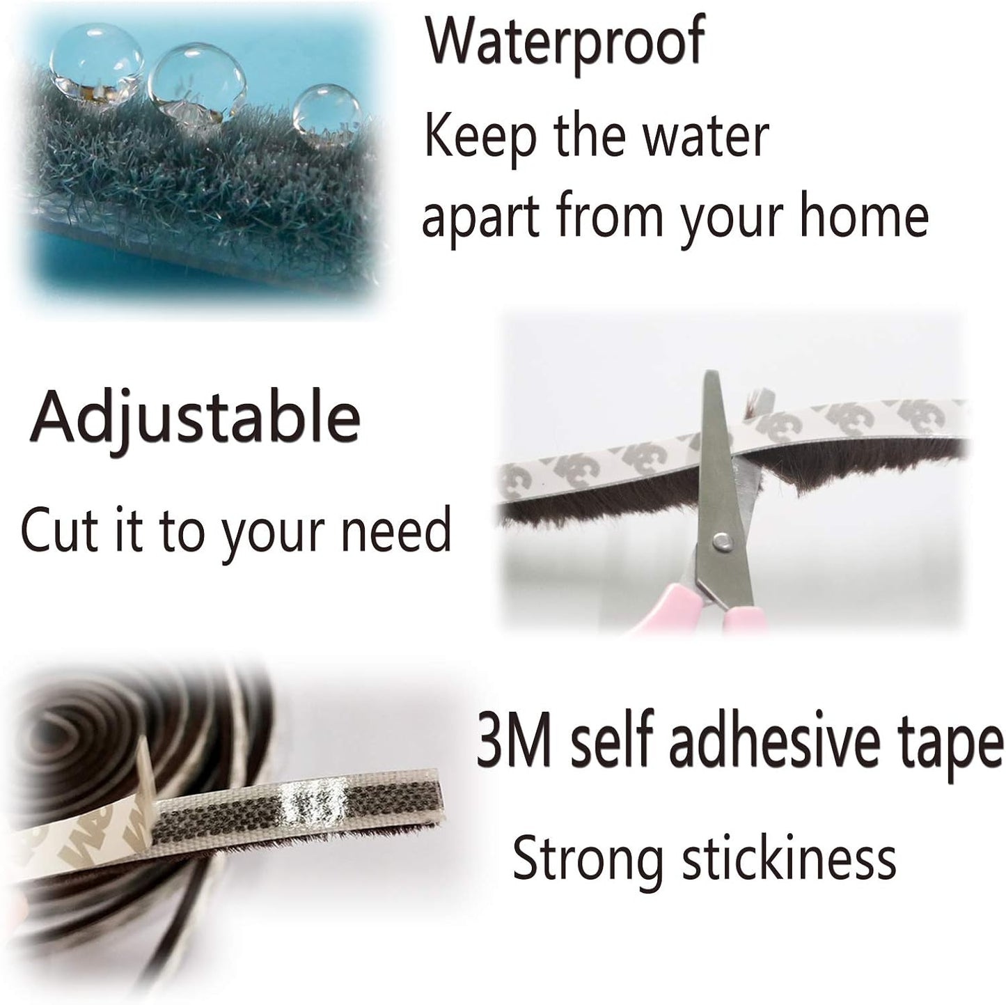 Weather Stripping Brush for Sliding Windows/Doors Frame Side,Pile Self Adhesive Weatherstrip Seal Strip Sealer Draft Stoppers (16.5ft x11/32 x 11/32 Brush inch, Brown)