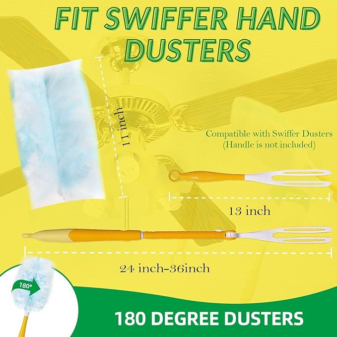 Duster Refills,Static Dust Removal Brush Disposable Dusting Head Compatible with Swiffer Duster Refills for Electronics, Furniture, Blinds, Ceiling Fans (Yellow, 30 PCS)