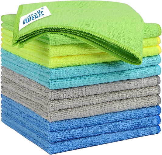 HOMEXCEL Microfiber Cleaning Cloth 12 Pack, 12.5 x 12.5 Inch Microfiber Towels for Cars, Ultra Absorbent Cleaning Rags, Lint Free Cleaning Towels for Household, Kitchen, Window, and Car, Multicolor