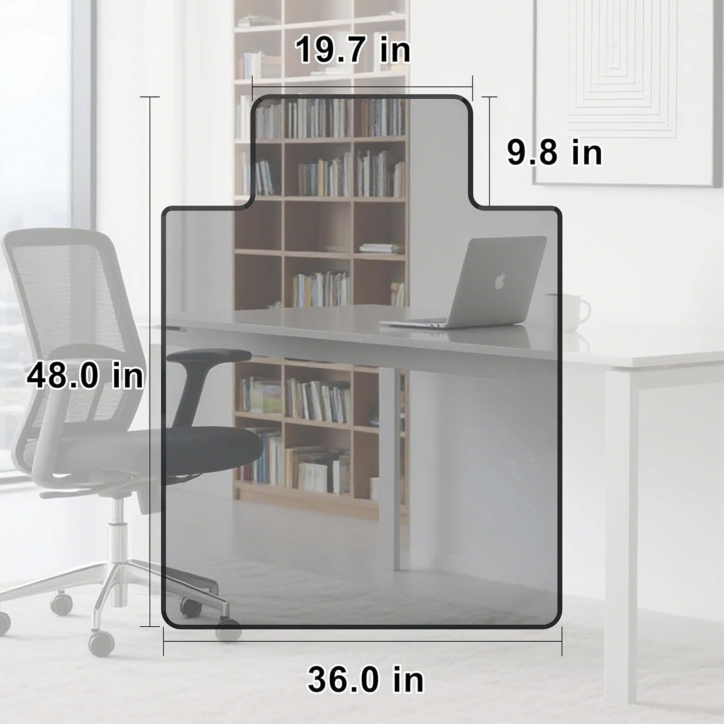 Beveled Edge Irregular Office Chair Mat with Lip for Carpet or Hardwood Floor Crystal Gray 36" x 48" Smooth Glide and Easy Roll On/Off, Heavy Duty and Non-Slip Floor Chair Mat with Lip