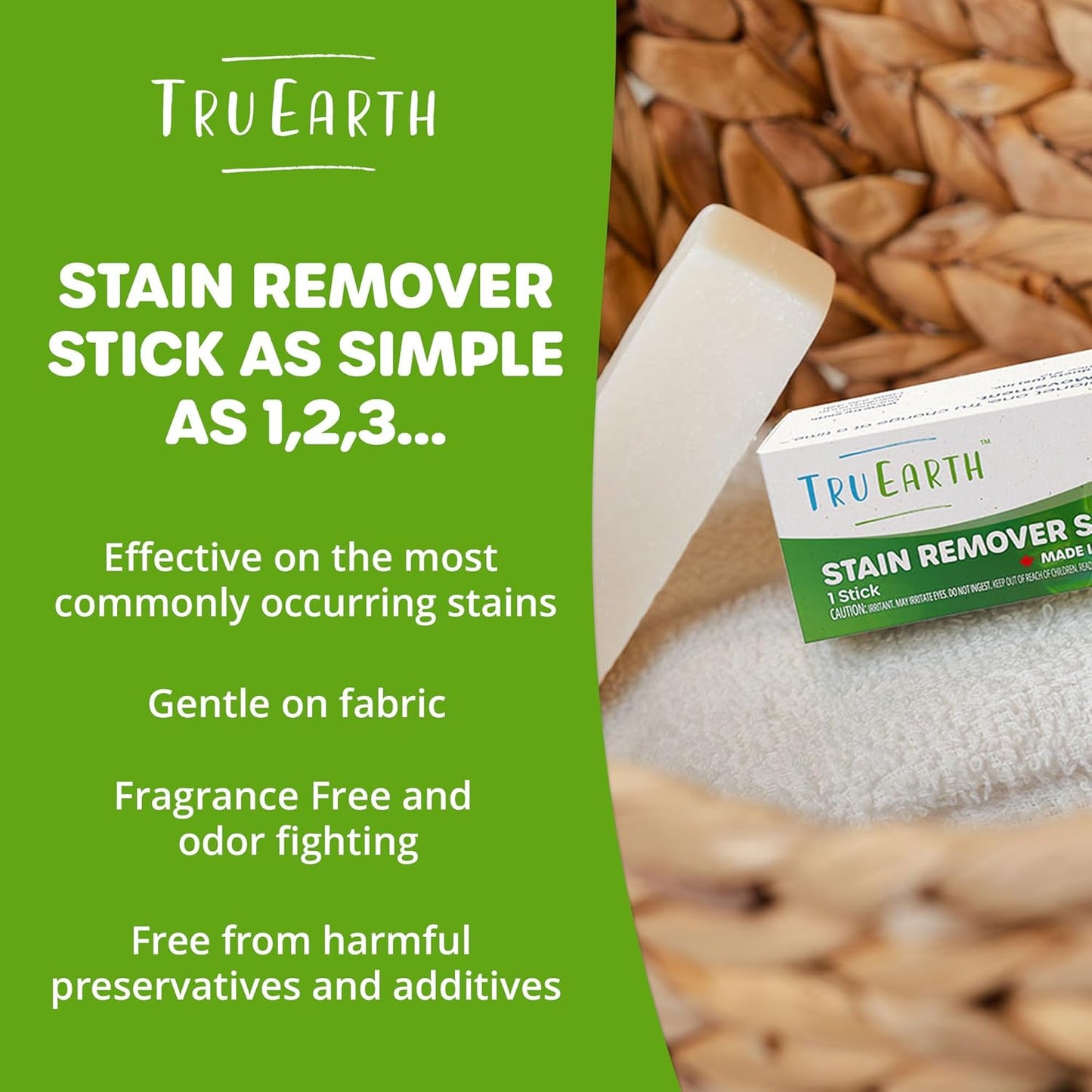 Tru Earth Stain Remover Stick | Powerful Portable Grease & Mark Remover for Clothes Laundry, Travel & Home | Stain Stick for Laundry