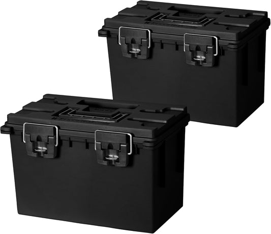 Sheffield 12773 XL Storage Bins With Lids, 2-Pack Stackable Storage Bins, Made in USA, Lockable and Water-Resistant Containers with Lids, Plastic Containers for Home, Classroom, and Dorm