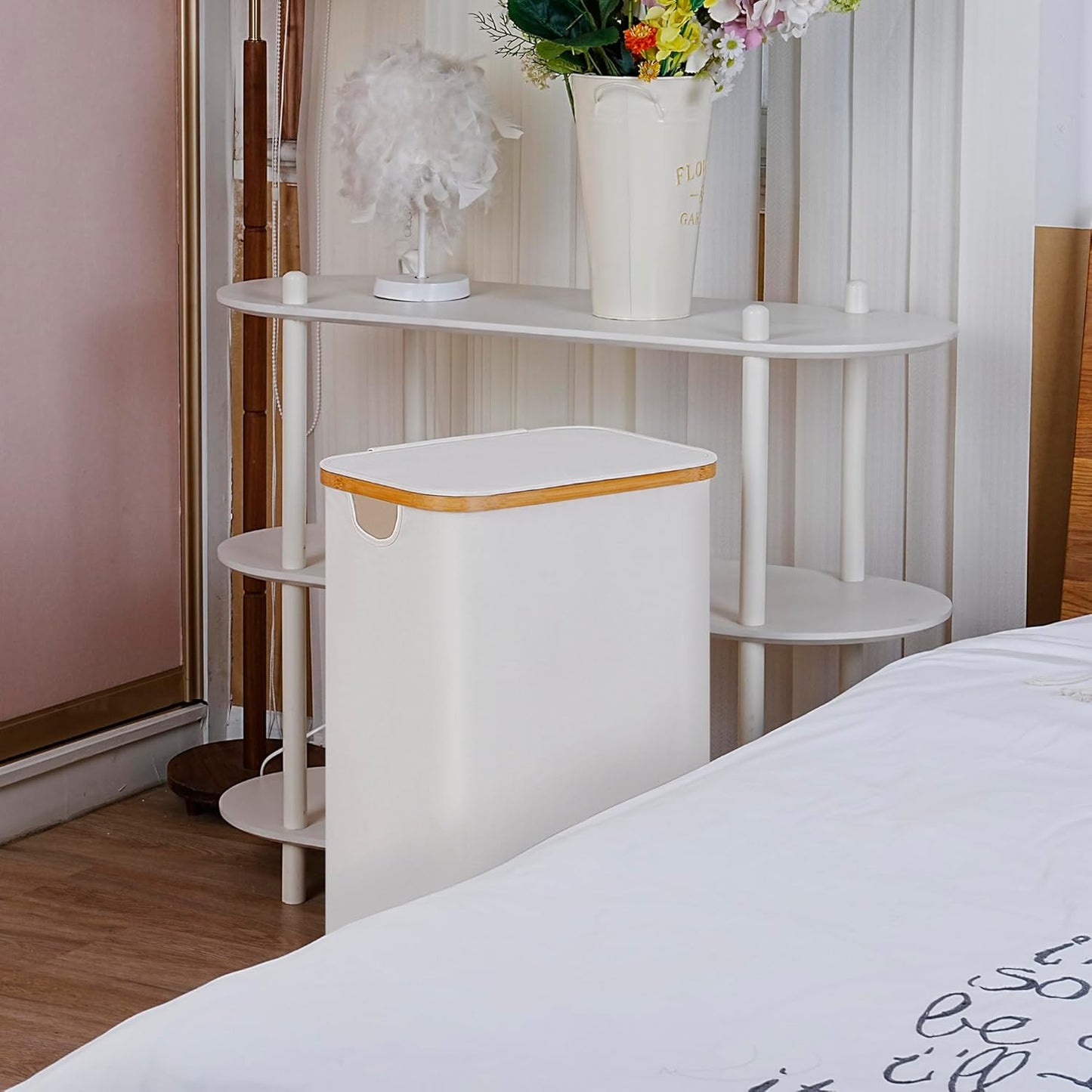 Laundry Basket with Wheels,100L Hampers for Laundry,Large Laundry Hamper with Lid and Bamboo Handles,Collapsible & Waterproof Tall Cloth Hamper for Dormitory Family，Beige