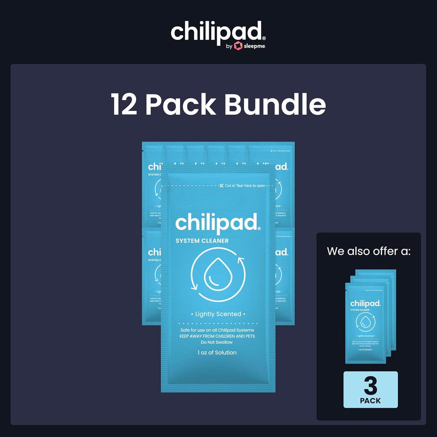 Chilipad Sleep System Cleaner – For Regular Maintenance and Deep Cleaning of the Chilipad Bed Cooling Systems – 1 Ounce of Cleaning Solution (3 Pack)