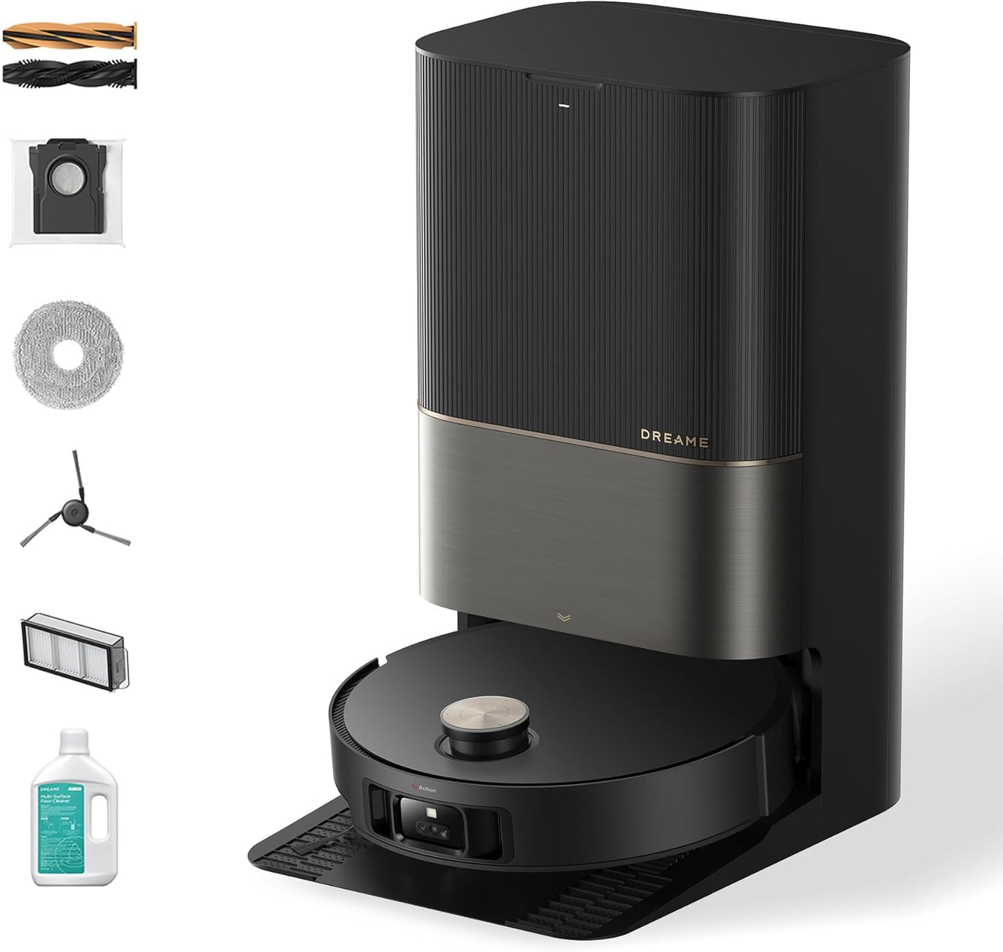 DREAME X50 Ultra Complete Robot Vacuum and Mop with Auto-Empty and Mop Self-Cleaning, 20,000Pa Suction, Obstacle Avoidance and 360° Navigation, Corner to Edge Deep Cleaning, Detangling Brush (Black)