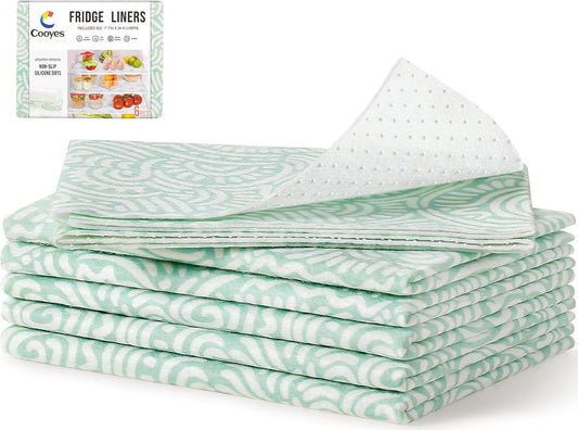 Cooyes 6 Pack Refrigerator Shelf Liners for French Door Fridge, 17.7" × 36" Extra Large, Non-Slip Fridge Mats Machine Washable, Refrigerator Drawer Liner for Glass Shelves Kitchen Cabinet