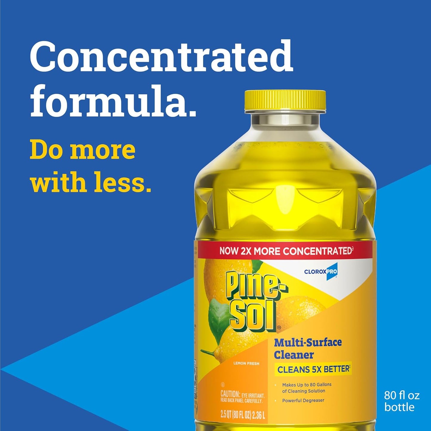 Pine-Sol Multi-Surface Cleaner, CLOROXPro, 2x Concentrated Formula, Lemon Fresh, 80 Fl Oz, Pack of 3