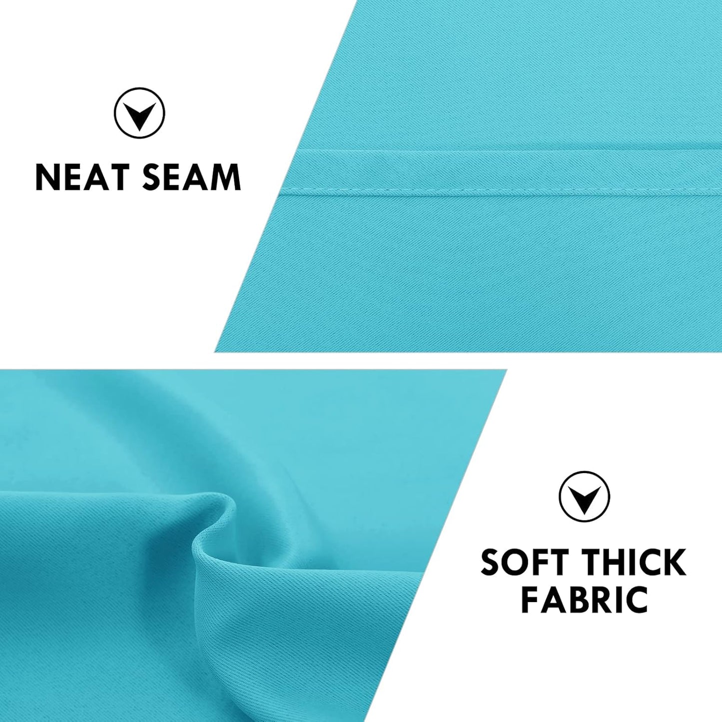 DWCN Thermal Short Blackout Curtains for Bedroom/Kitchen, Energy Saving Room Darkening Curtains for Nursery/Bedroom/Kitchen(W60 x L36inch, Turquoise, Set of 2 Panels, Top of Rod Pocket)