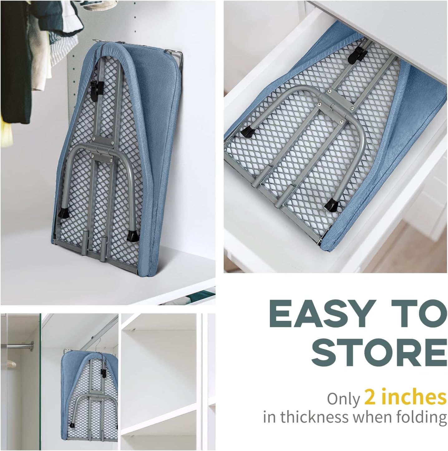 Table Top Ironing Board, RAINHOL Small Folding Iron Board Portable with Non-Slip Feet, Travel Compact Ironing Table for Dorm and Small Space, 31"x12", Blue